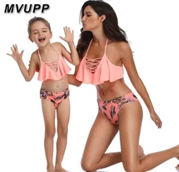 mother daughter swimsuit family matching clothes sexy swimwear mommy and me outfits mama mom baby look bikini high waist dresses Y2123487