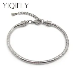 Braccialetti yiqifly spedizione gratuita 6pcs in acciaio inossidabile catena di serpente a aragosta bloccante Bracciale Bracciale europeo Bracciale fai da te un lato con vite