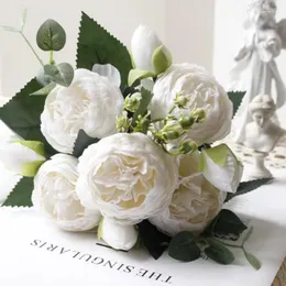 Decorative Flowers 1pcs/30cm Rose Pink Silk Bouquet Peony Artificial Flower Bud Bride Wedding Home Decoration Artifi