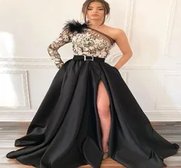 Nuovi abiti da ballo lunghi della moda 2020 a una spalla lunghezza in pizzo satinata abiti da sera aline abiti da festa Robe de Soriee Vestidos7574061