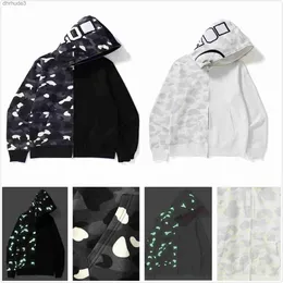 Designer hoodie mens hoodies shark hoodys sömmar lapptäcke halva ärm camo tröjor överdimensionerade tröjor zip cardigan lysande prickig 686z