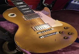 Promosyon ağır kalıntı altın üst altıntop elektro gitar tek parça maun gövde boyun humbucker pikaplar tuilp tuner6652644