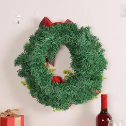 Decorative Flowers Christmas Party Decoration Indoor Wreath Festive Holiday Wreaths Plaid Bowknot Pine Cone Needle Ball Berry For