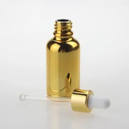 Bottiglie di stoccaggio 20 ml Oro e argento Dropper Bottiglia Essenziale di imballaggio di imballaggio rotondo per cosmetico