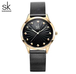 Mulheres Shengke assistem novo Quartz de alta qualidade Luxo Moda Wristwatches Gift Gift Relogio Feminino Milan Mesh Band Lady Watch2430190