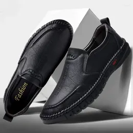 Casual Shoes Men's Business Leather Handmade Sying 2024 Bekväma loafers för män Moccasin Drop