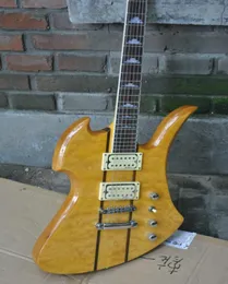 Novo pescoço de guitarra elétrica de guitarra especial Rich Custom Rich Mockingbird através do corpo Amarelo cor de fábrica de guitarra chinesa outlet8415748