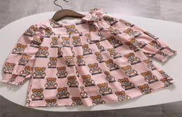 Vestido bebê garotas roupas de menina lapela faculdade de vento de manga curta de manga curta Salia de camisa pólo