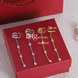 Tasarımcı Uzun Zincir Kolye Küpe Dangler Charm Mektubu Damla Küpe Damgalar Damgalarla Doğum Günü Noel Hediyesi