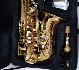 Saxofone de alta qualidade Alto yas82z eb planil v1 pescoço curvo sax sax alto instrumento musical profissional de ouro.