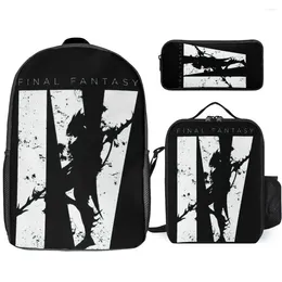 حقيبة ظهر Final Fantasy IV Minimal I 3 in 1 set 17 inch Lunch Bag Pen Secure knapsack cozy Sports Antives