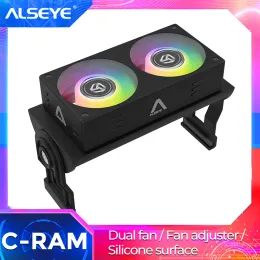 Printers Alseye Ram Cooling Fan 12v Pwm Ram Memory Cooler with Dual 60mm Fan 12002000rpm Radiator for Ddr Ddr2 Ddr3 Ddr4 Ddr5