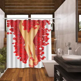 Zasłony prysznicowe Walentynkowe czerwone dekoracje Zestaw Dnia z haczykiem łazienki róży tkaniny