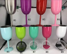 CHEAPEST10oz Wine Glasses stianless steel tumbler wine goblet Double Wall Goblet With Lid 9 colors in stock9817192