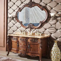 Decorative Plates Cabinet Villa Mansion Special Washbasin Combination Double Basin Red Oak Marble Countertop