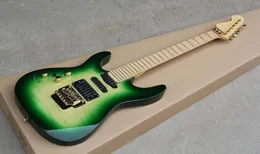 PC1 24 FretsLeftHand Electric Guitar Cloud Pattern Veneer Floyd Rose and Green Body Active PickupCan be Sliced7538889