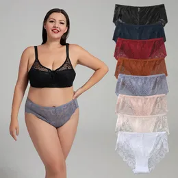 6pcs Plus Size S4xl Kampertyczne bieliznę Koronką Wysokiej talii Kwiatowa bielizna Seksowna żeńska czarne majtki Bezczelne majtki 240407