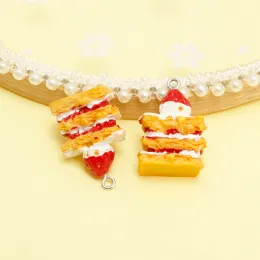 20pcs 3D Erdbeerkuchen Lebensmittelharz Charm DIY Craft für Hörrolle Kettenschmuck Schmuck