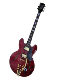 Guitarra elétrica corporal semihollow Red com tremolo pontegolden hardwarerosewood fingerboardan ser personalizado4766412