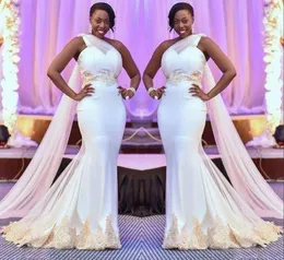 South African Mermaid Wedding Dresses 2019 New Plus Size One Shoulder Bridal Gowns Champagne Lace Appliques Dubai Arabic Wedding D9768292