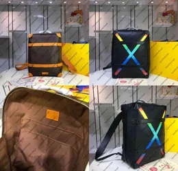 M44749 M45077 M30337 Soft Trunk Backpack Mm Pm Genuine Calf Leather Canvas Rainbow x Men Women Luggage Top Handles Satchel Purse T2284005