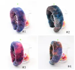 4 colors Rabbit Fur Headbands Hair Bands Rainbow Color Hairband Winter Party Jewelry Headband Christmas Gift Hair Sticks GGA37659738568