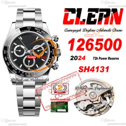 126500 SH4131 Automatyczne chronograf męskie zegarek Clean CF Ceramic Bezel Black Dial 904L stalowa obudowa i bransoletka Super Edition 2024 Wersja ETA Puretime PTRX F2