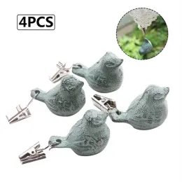 Accessoires 4pcs Windproof Clip Picknick Gusseisen Vogel Anhänger Tischdecke Gewichte mit Clips Klemmen Outdoor Gartenparty Picknicktisch Tischabdeckungen