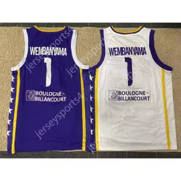 Gdsir 1 Victor Wembanyama Basketball Jerseys Mens Levallois Metropolitans Mets 92 Purple White Shirt Jersey