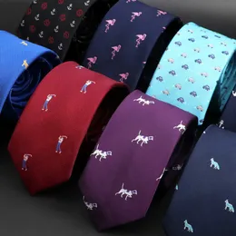 Cravatte per collo Nuovo scollo a fondo jacquard 6cm Ultra-sottili per Mens Fashion Auto Dog Monkey Pattern Tie Red Blue Purple Daily Wear Cravatta Regalo per matrimoni Giftc420407
