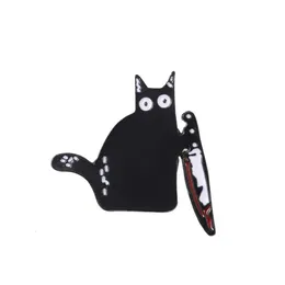 Pins Broschen Cartoon Schwarz weiße Katzen -Serie Paar Punkstil Tierabzeichen Accessoires Kleidung Taschen und Knöpfe Drop Lieferung Schmuck Dhrks