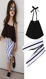 16y Cute Girls Summer Clothing Sets Kid Strap Topsstriped Pants Leggings 2pcs Outfits Kids Fashion Clothes Toddler Girl Clothes5597297