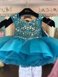 Elbiseler Çocuklar Pageant elbiseler için Toddler Bebek Bebek Kız Küçük Miss 2019 Eşsiz Turq Allık Glitz Çocuk Doğum Günü Konuk