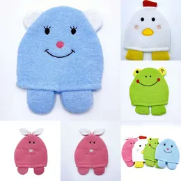 New Baby Bath Gloves Kids Toddlers Cartoon Animal Brush Towel Washcloth For Bathing Children Wash Clean Shower Massage