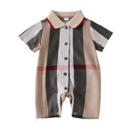 Designer baby kids plaid rompers thopler lavano maniche corta a maniche singole tute a petto per bambini estivi ragazzi ragazze morbide cotone scalare abiti z7529