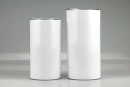 Trasferimento di calore in acciaio in plastica di sublimazione in bianco da 30 once e tazze di bicchieri da 20 once con coperchio inossidabile inossidabile inossidabile a goccia di paga dritta in bianco.