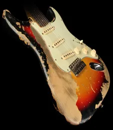 متجر مخصص حصري MasterBuilt 1964 Ultimate Heavy Relic Electric Guitar 3tone Sunburst W خفيفة الوزن Alder Body857902