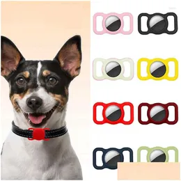 Hundhalsar Leases Sile Case For Apple Airtags Cat Collar Er Air Tag Tracker Locator Device Pets Pets Anti-Lost Holder Keychain Protecto Dhjn8