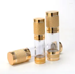 Lagringsflaskor 15 ml 30 ml Shining Gold Empty Cosmetic Airless Botte Portable Portable Pump Dispenser för Lotion SN134