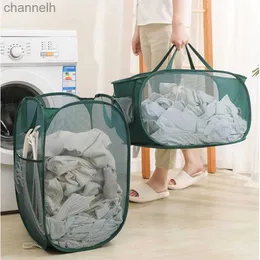 Förvaringskorgar tvättkorg bärbar stor förvaring vikbar ihålig smutsig tvätt med hållbart handtag hushåll yq240407