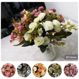 Dekorativa blommor konstgjorda växter bukett litet gäng falska diy hem dekoration bröllop fest dekor boda falsa flor ??? Le mariage