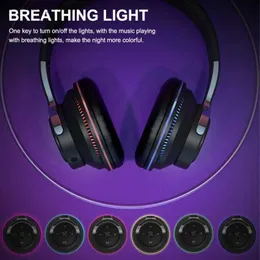 Mobiltelefonörlurar Trådlöst headset RGB Breathing Light Music Luminous Bluetooth Earphone Infällbara hörlurar Buller Avbrytande Stereo -headset Y240407