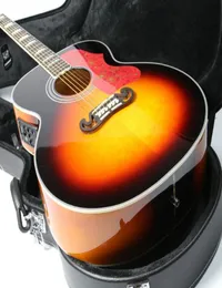Пользовательский магазин 43 -дюймовый Jumbo Cherry Sunburst 200 Электрическая акустическая гитара красная вина