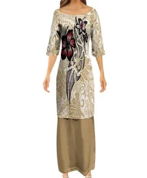 فستان التصميم 2 قطعة مجموعة أزياء النسائية الأنيقة نادي البوكلون فساتين بيضاء ساموا بوليتيان بولينيزيان التقليدية 2207063793298