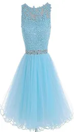 2018 nowe tanie tiulowe krótkie sukienki do domu dla juniorów Kobiety Plus Size Appliques Graduation Partię Prom Formalne suknia BQ531515331