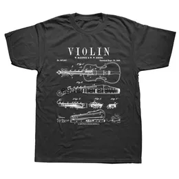 T-shirt maschile divertenti violino anatomia magliette grafica cotone streetwear gift di compleanno a maniche corta maglietta violinista maglietta musicale H240407