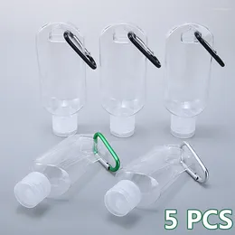 Bottiglie di stoccaggio 5 pezzi Clear Riemibile bottiglia gancio da 50 ml di viaggiatura in plastica che lava il sottopackage liquido con tastiera