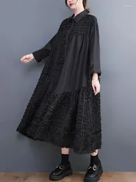 Sukienki swobodne NYFS 2024 Spring Autumn Women Vestidos szatę elbise luźne polo kołnierzowe sukienka z kołnierzem w rozmiarze