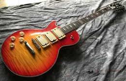 Custom Shop Ace Frehley Signature 3 Pickups Electric Guitar Left Hand Guitar Flammad Maple Woodtransparent Red Gradual Color1028316