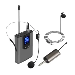 Microphones UHF Portable Wireless Headset/ Lavalier Lapel Microphone with Bodypack Transmitter and Receiver 1/4 Inch Output Live Performer